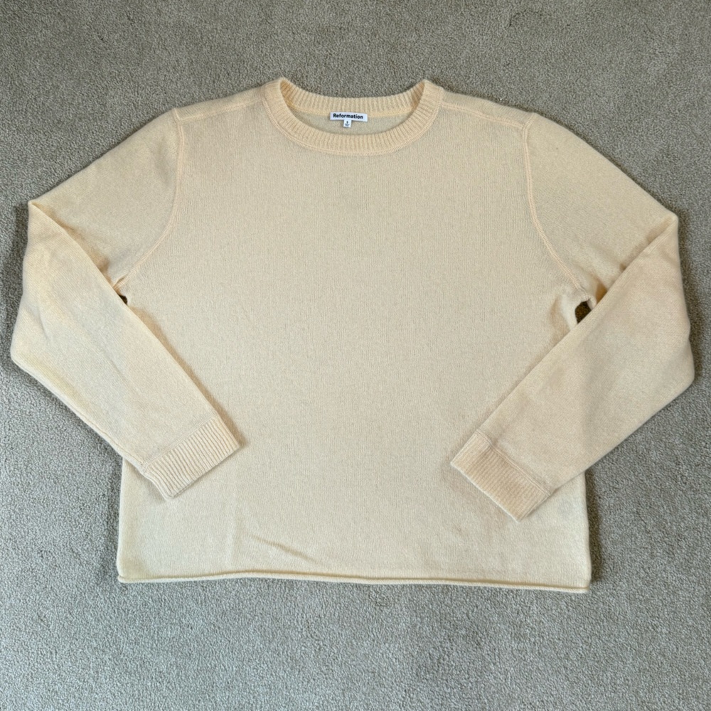 Reformation Cashmere Boyfriend Sweater in Butter Yellow